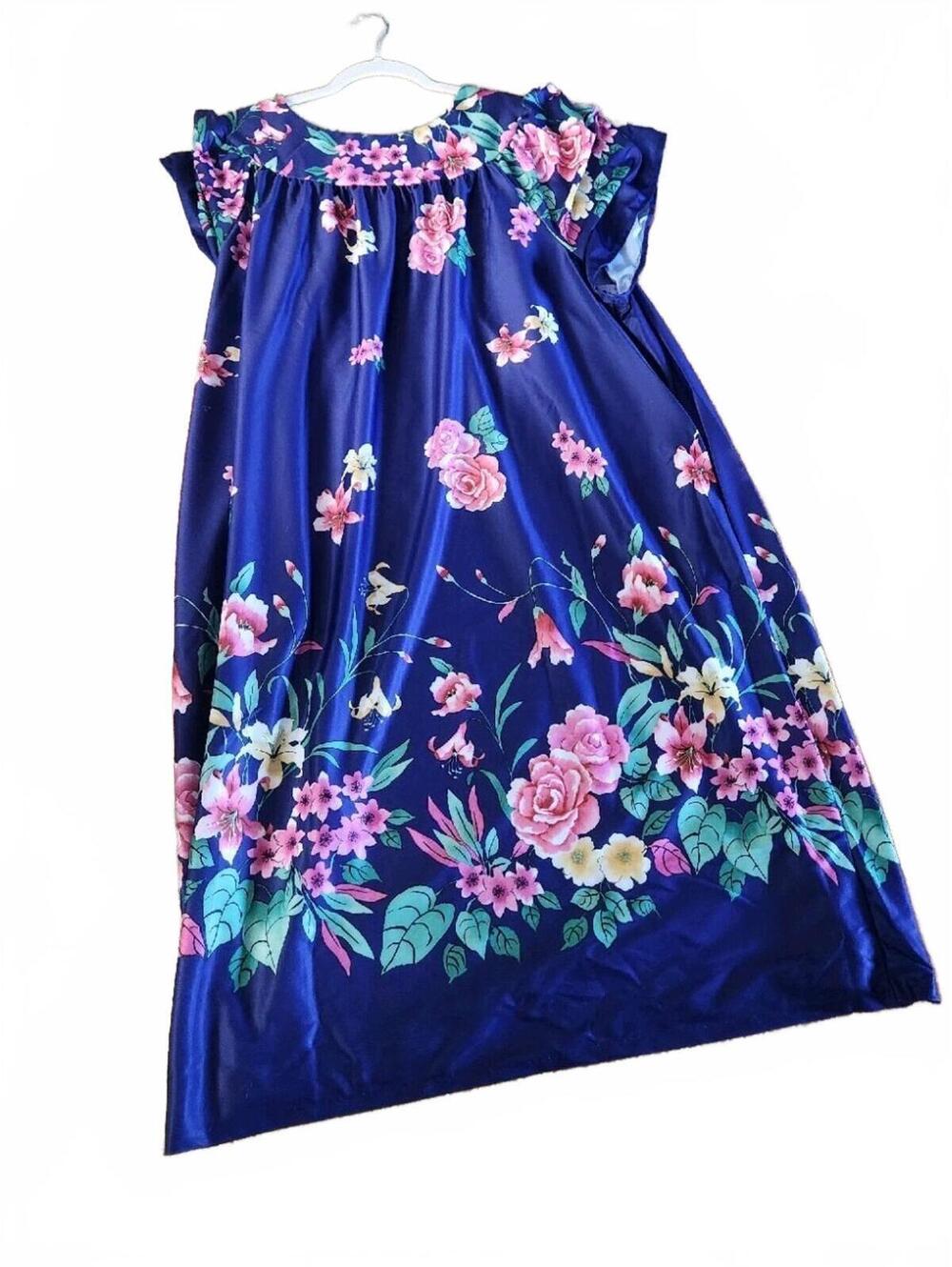 Anthony Richards 3X Muumuu House Dress Loungewear Nightgown Blue Floral